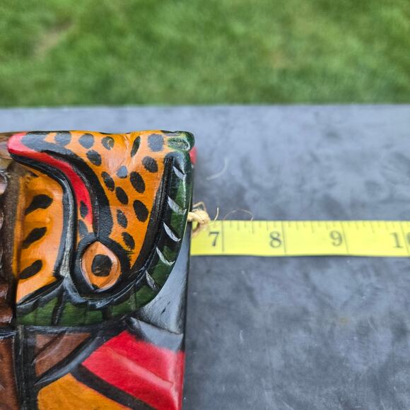 Vintage Hand Carved Painted Stained Wooden Tribal Mask Wall Art Beautiful - Picture 5 of 9